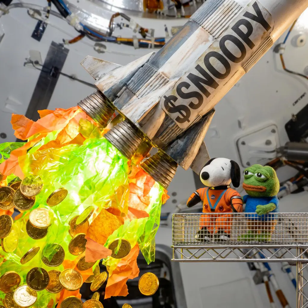 $SNOOPY rocket in blastoff with gold coin rain