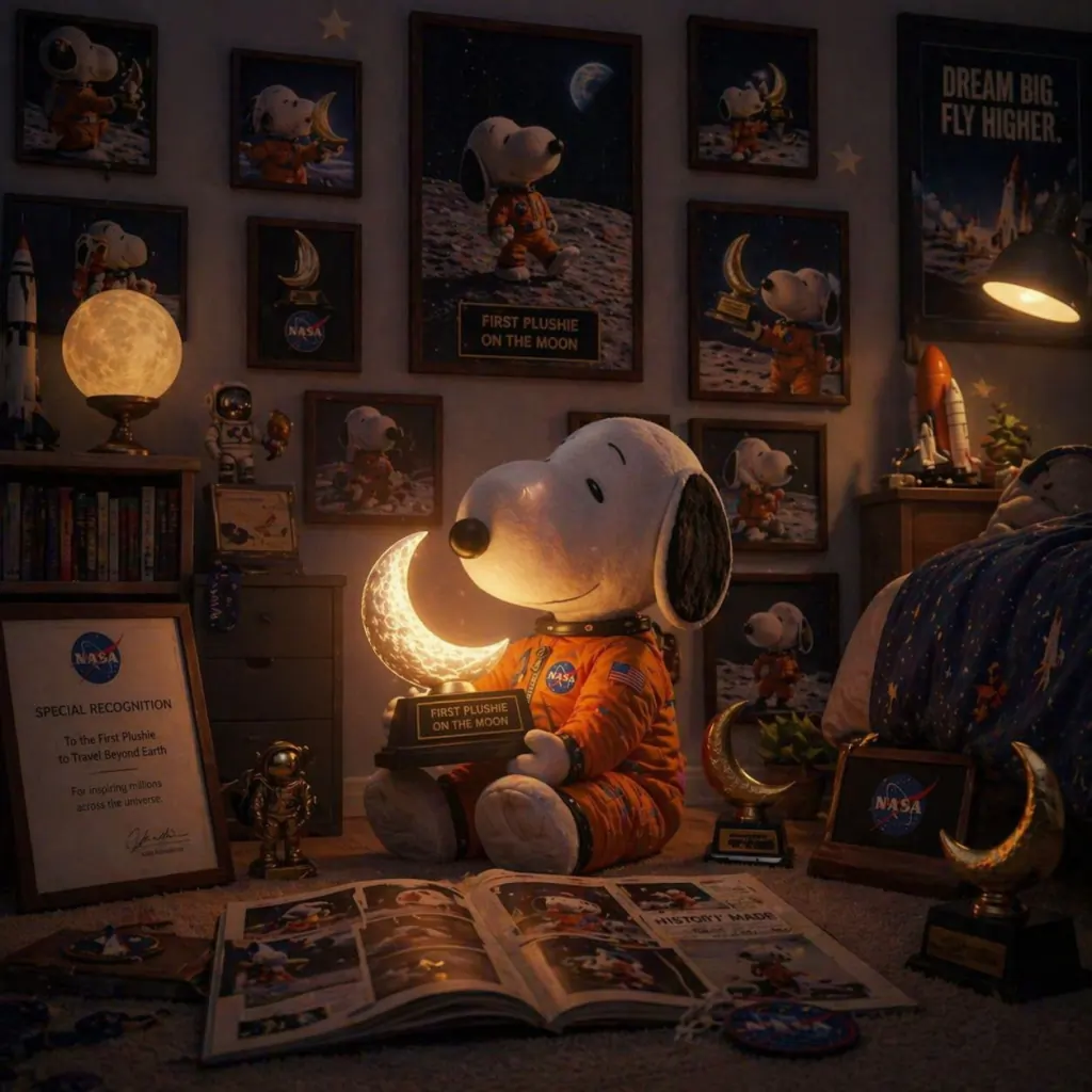 Duo portrait — Snoopy plush and Pepe friend