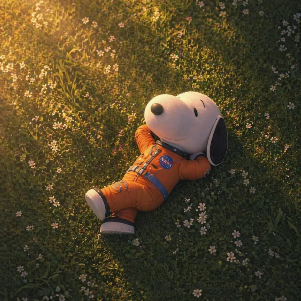 Snoopy plushie field day with Pepe crew